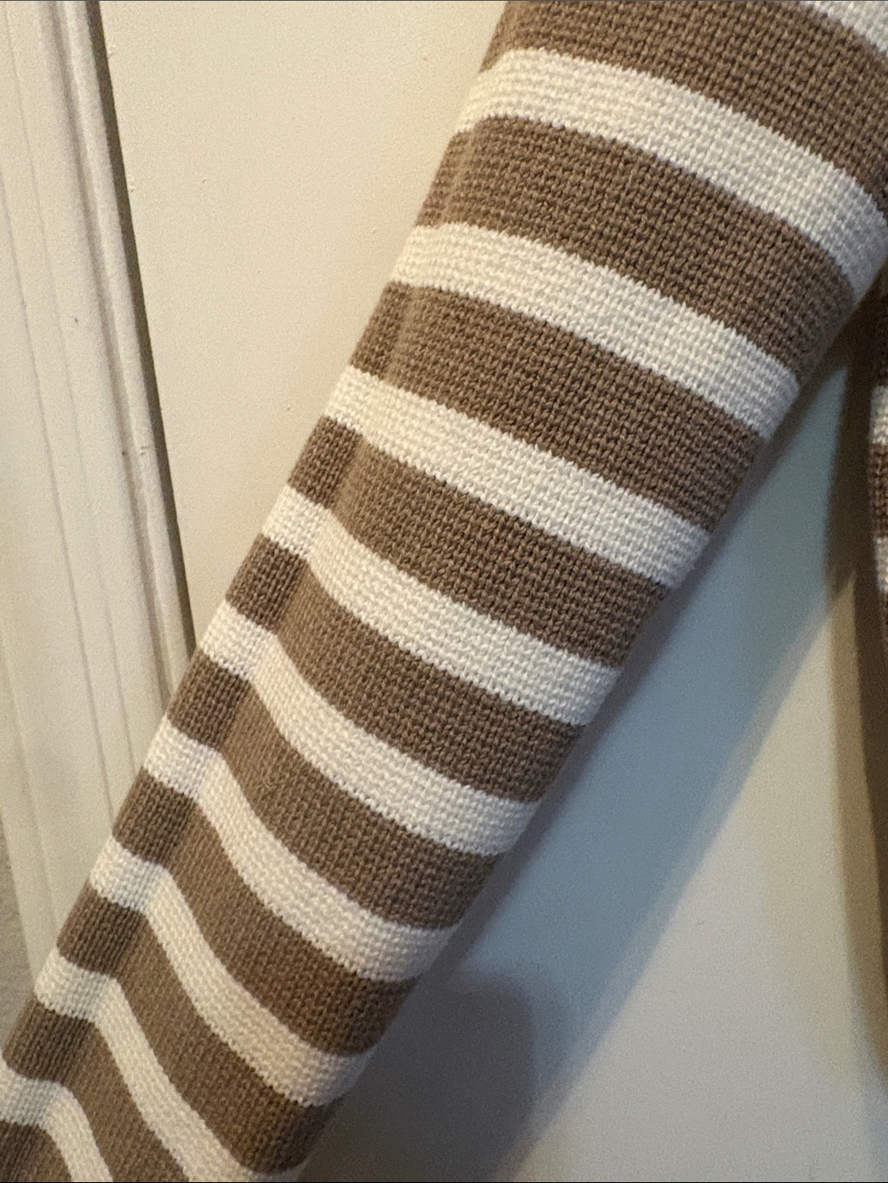 J. Crew Striped Knit Cardigan in Cream and Tan Size XXS Preppy Quiet Luxury - Picture 5 of 8